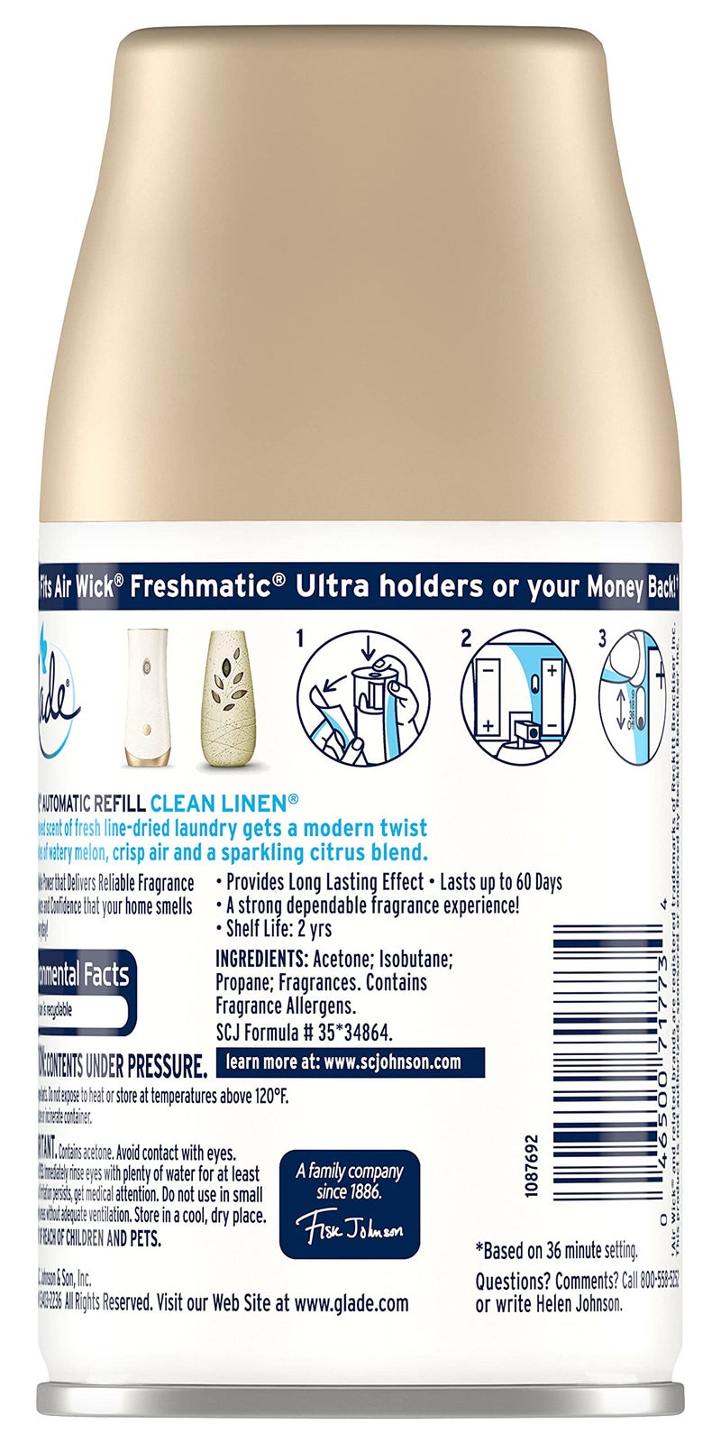 Glade عبوة إعادة تعبئة بخاخ غليد الأوتوماتيكي - قماش نظيف 6.2 أونصة (عبوة من 6) - Image 4